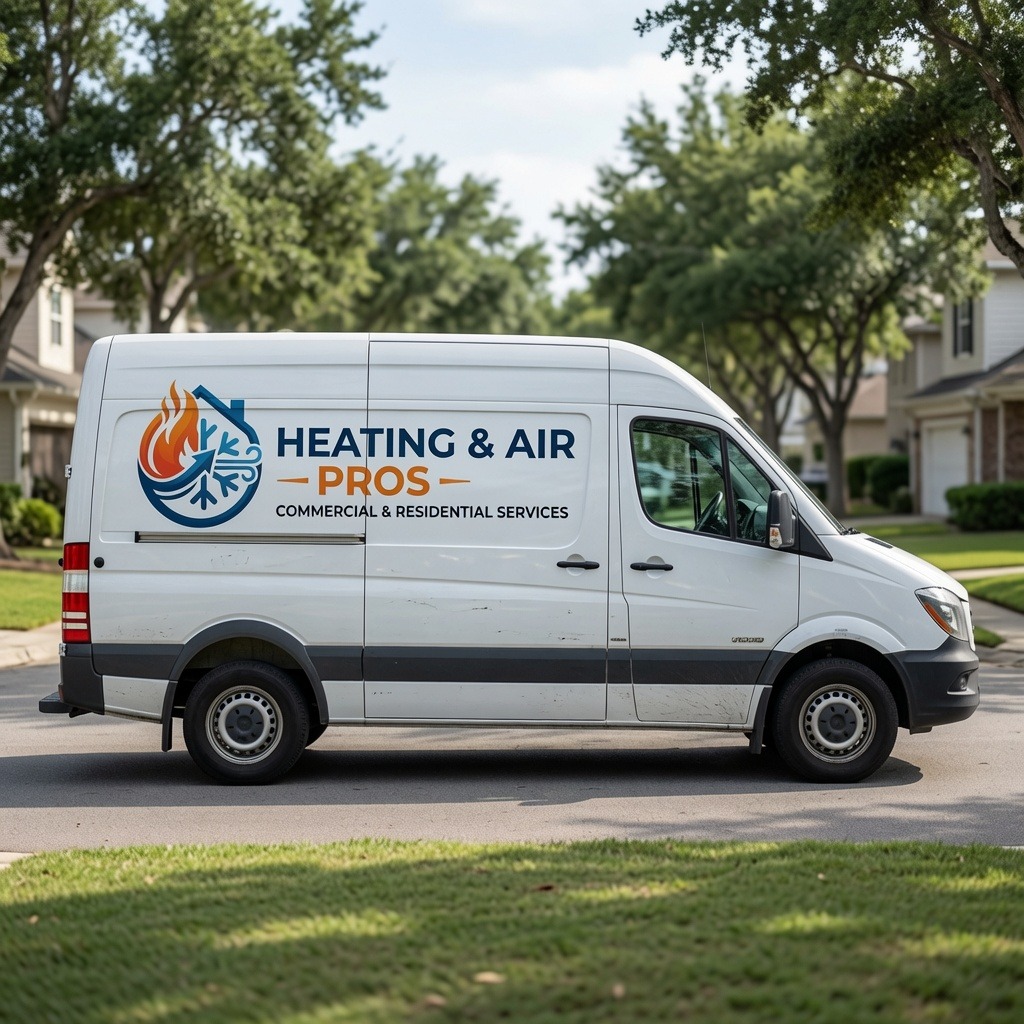 Local heating and air service van serving Sandy